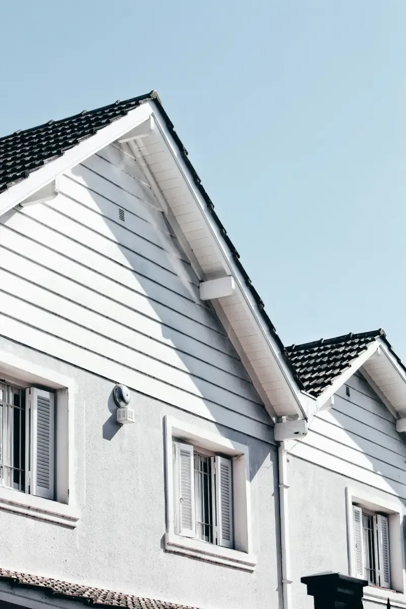 Modern residential structure showing finished exterior detail